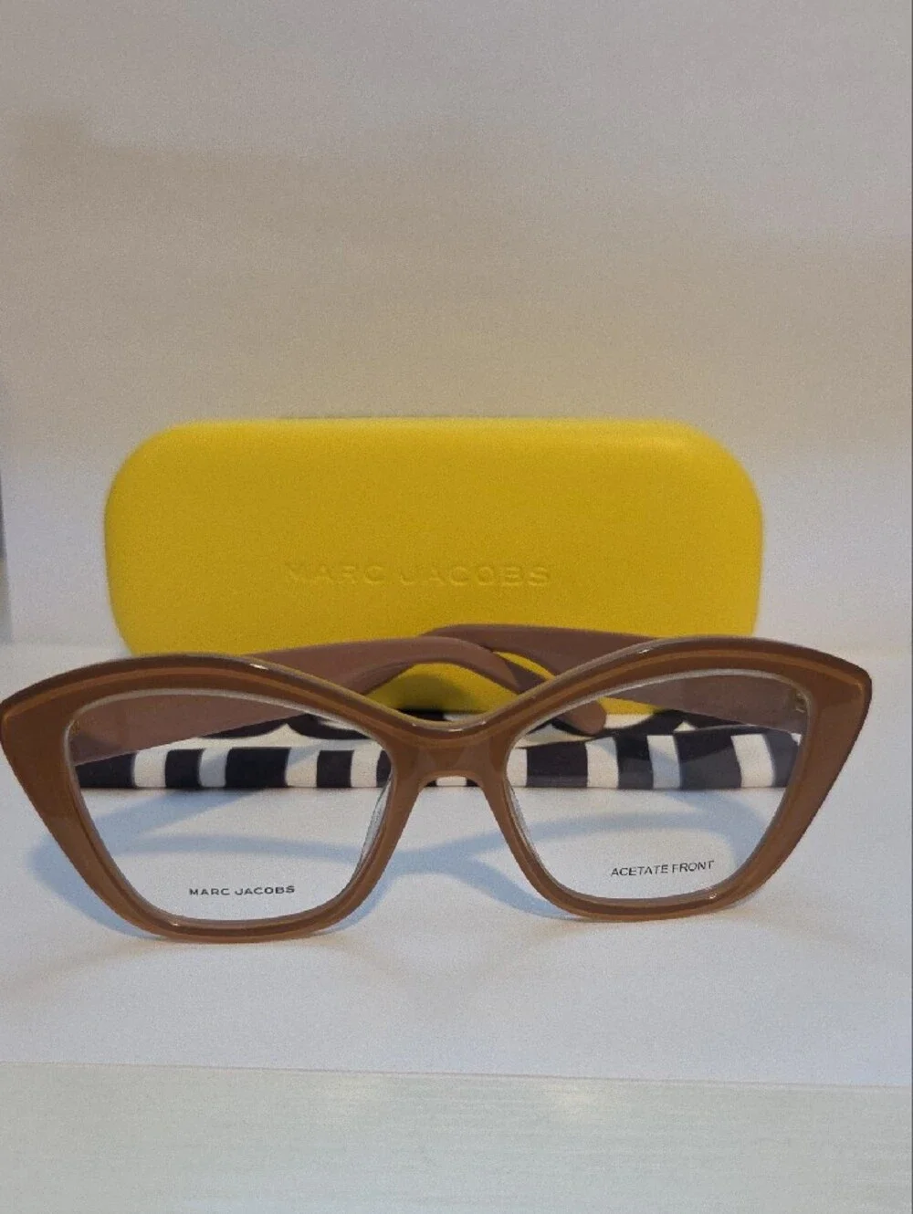 Marc Jacobs Light Brown Cat Eye Prescription Glasses w/ Demo Lenses
